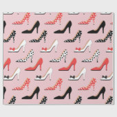 Retro bunte Girly Absatz-Pumpe beschuht Muster Geschenkpapier (Flach)