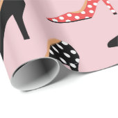 Retro bunte Girly Absatz-Pumpe beschuht Muster Geschenkpapier (Rolleneckpunkt)