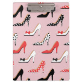 Retro bunte Girly Absatz-Pumpe beschuht Muster Klemmbrett (Vorderseite)