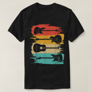 Retro-bunte Gitarren-Silhouetten-Kunst T-Shirt