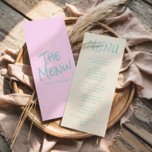 Retro-bunte handgeschriebene Pastell-Hochzeitsmenü