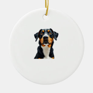 Retro-bunte Hundeporträt-Illustration Retro-P Keramik Ornament