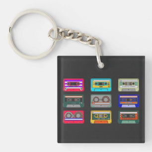 Retro-bunte Kassetten 80er Nostalgie Schlüsselanhänger