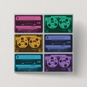 Retro bunte Kassetten Button