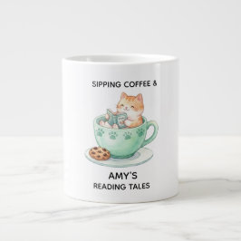 Retro-bunte Katze individuell benennbare Kaffeetas Jumbo-Tasse