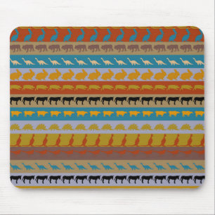 Retro-bunte Tiere modernes Streifenmuster #11 Mousepad