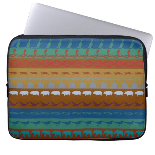 Retro Bunte Tiere Muster #6 Laptopschutzhülle (Vorderseite)