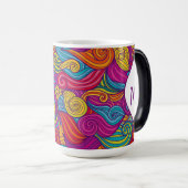 Retro bunter Juwel-Ton-Wirbles Wellen-Muster Verwandlungstasse (VorderseiteRechts)