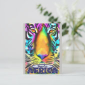 Retro Bunter Tiger Reise Afrika Postkarte (Stehend Vorderseite)