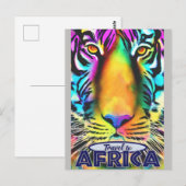 Retro Bunter Tiger Reise Afrika Postkarte (Vorne/Hinten)