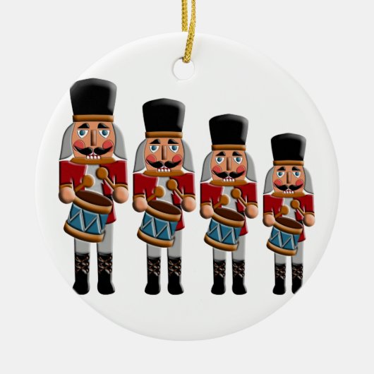 Retro bunter Weihnachtsnussknacker Keramikornament (Vorne)
