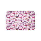 Retro buntes Eulenvogelmuster Badematte (Vorderseite)