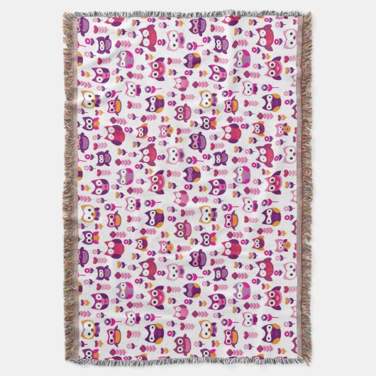 Retro buntes Eulenvogelmuster Decke (Vorderseite Vertikal)