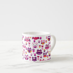 Retro buntes Eulenvogelmuster Espressotasse