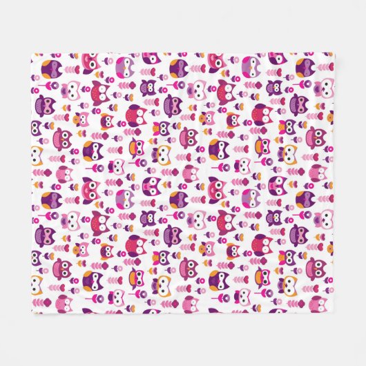 Retro buntes Eulenvogelmuster Fleecedecke (Vorderseite (Horizontal))