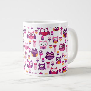 Retro buntes Eulenvogelmuster Jumbo-Tasse