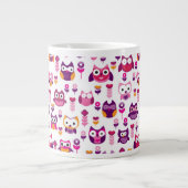 Retro buntes Eulenvogelmuster Jumbo-Tasse (Vorderseite)