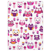 Retro buntes Eulenvogelmuster Klemmbrett (Rückseite)