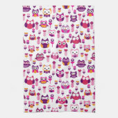 Retro buntes Eulenvogelmuster Küchentuch (Vertikal)