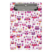 Retro buntes Eulenvogelmuster Mini Klemmbrett (Vorderseite)