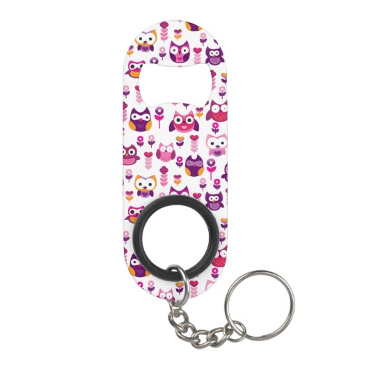 Retro buntes Eulenvogelmuster Schlüsselanhängerflaschenöffner (Rückseite)