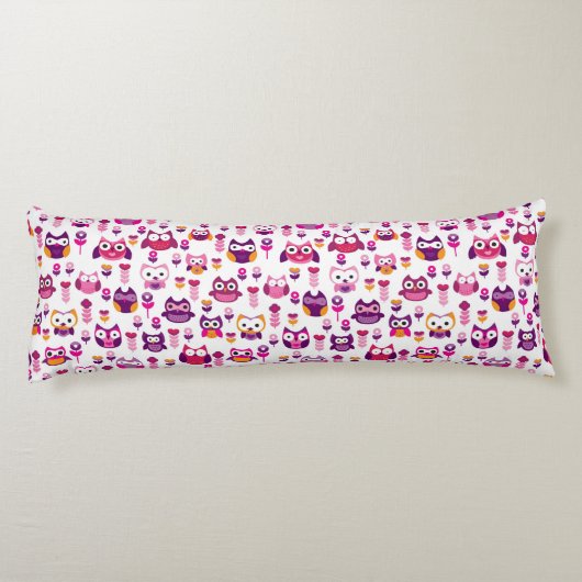 Retro buntes Eulenvogelmuster Seitenschläferkissen (Rückseite)