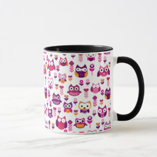 Retro buntes Eulenvogelmuster Tasse