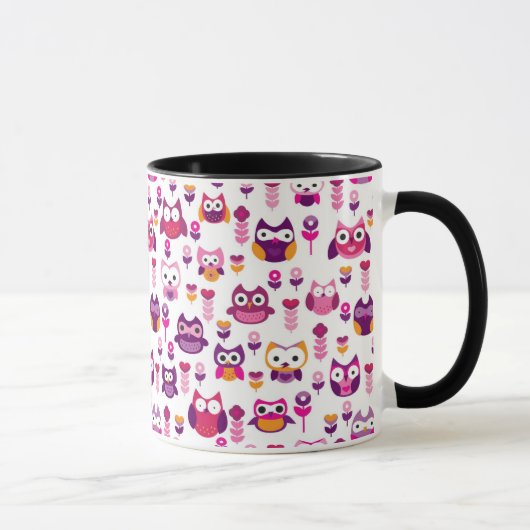 Retro buntes Eulenvogelmuster Tasse (Rechts)