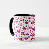Retro buntes Eulenvogelmuster Tasse (Vorderseite Links)