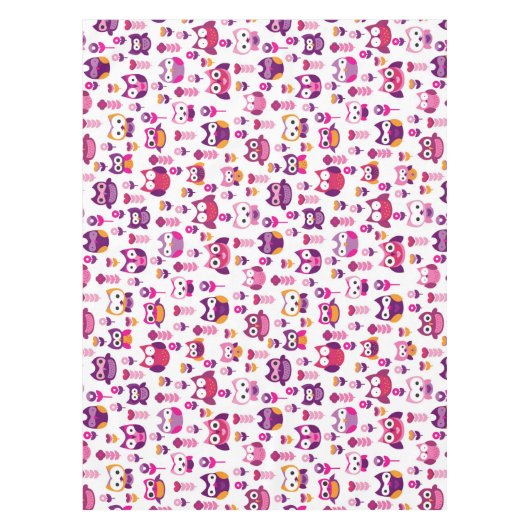 Retro buntes Eulenvogelmuster Tischdecke (Vorderseite)