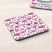 Retro buntes Eulenvogelmuster Untersetzer (Linke Seite)