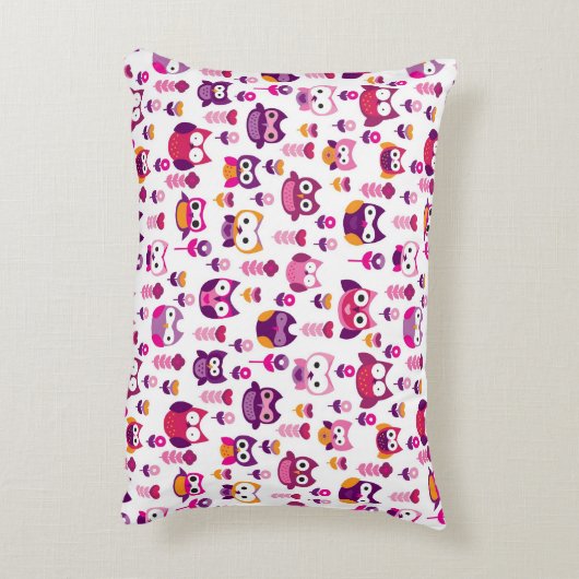 Retro buntes Eulenvogelmuster Zierkissen (Rückseite(Vertikal))