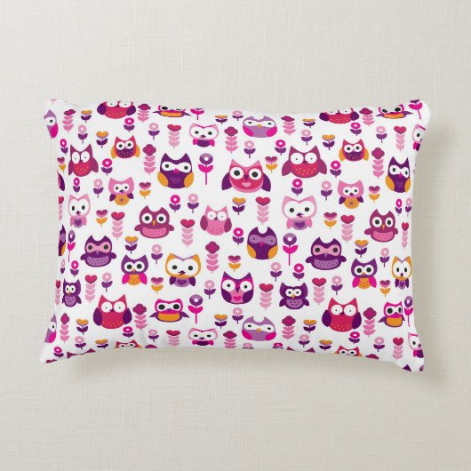 Retro buntes Eulenvogelmuster Zierkissen (Rückseite)