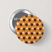 Retro buntes Herbst-Blumen-Power-Muster Button (Vorne & Hinten)