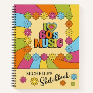 Retro-buntes Musikdesign inspiriert von den 60er J Notizblock