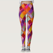Retro-buntes Schachbrettmuster Leggings (Vorderseite)