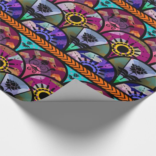 Retro buntes schönes Boho Bohemisch Geschenkpapier (Ecke)