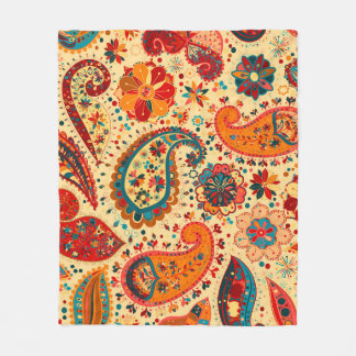 Retro buntes schönes Boho Bohemisches Paisley Fleecedecke