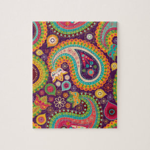 Retro buntes schönes Boho Bohemisches Paisley Puzzle