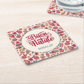 Retro Buon Natale Personalisiert Rechteckiger Pappuntersetzer (angewinkelt)