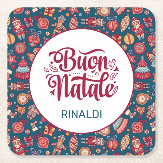 Retro Buon Natale Rechteckiger Pappuntersetzer (Vorderseite)