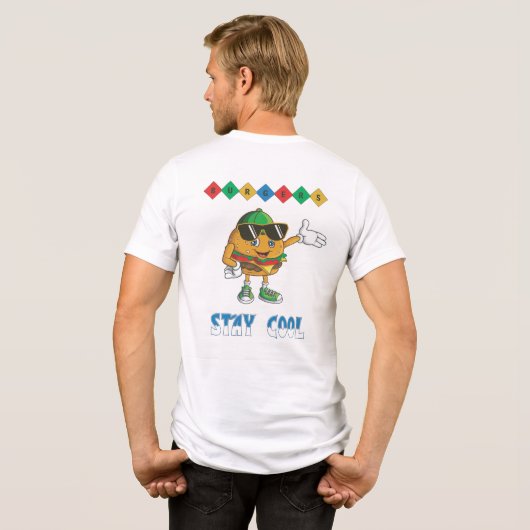  Retro-Burger-Cartoon: Bleib Cool  Tri-Blend Shirt (Rückseite voll)