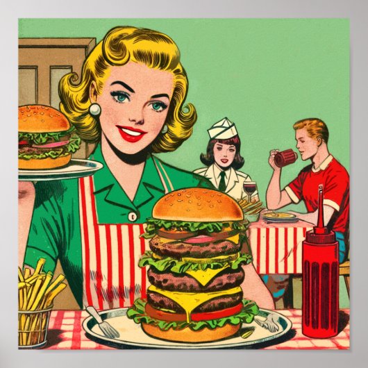 Retro Burger-Comicen Poster (Vorne)