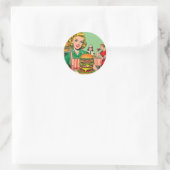 Retro Burger-Comicen Runder Aufkleber (Tasche)