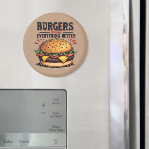 Retro-Burger-Liebhaber Vintage-Typografie Food Art Magnet