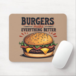 Retro Burger Liebhaber Vintage-Typografie Food Art Mousepad