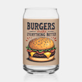 Retro Burger Lover Vintage Typografie Dosenglas (Vorderseite)