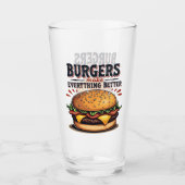 Retro Burger Lover Vintage Typografie Glas (Vorderseite)