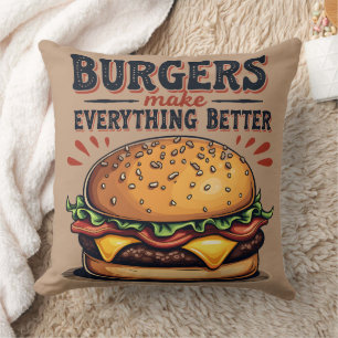 Retro Burger Lover Vintage Typografie Kissen
