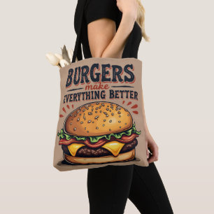 Retro Burger Lover Vintage Typografie Tasche